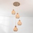 4-lichts Japandi hanglamp Senji zandtaupe met linnen kappen