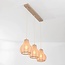 Japandi hanglamp Senji met drie linnen kappen - zandtaupe