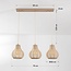 Japandi hanglamp Senji met drie linnen kappen - zandtaupe