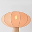 Lampe à poser Japandi Merox avec abat-jour en tissu et aspect travertin