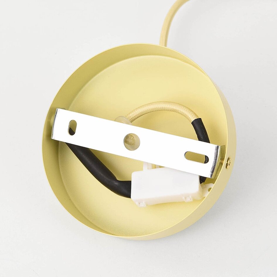 Suspension Zavon avec abat-jour en tissu superposé jaune pâle