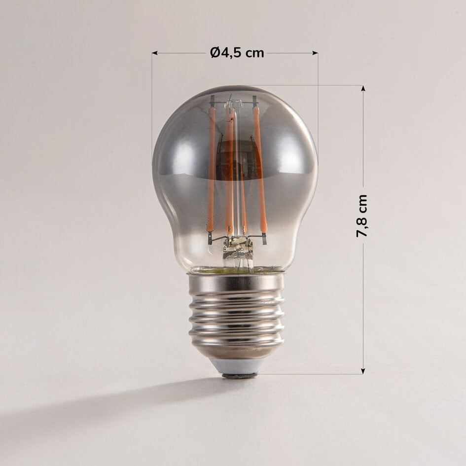 Ampoule filament LED E27 3 niveaux 4,5 watts, verre fumé, 45 mm
