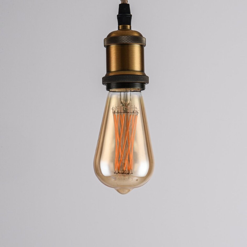 Lampe 4.5W avec filament croisé, 2200K, verre ambré, Ø64 - dimmable