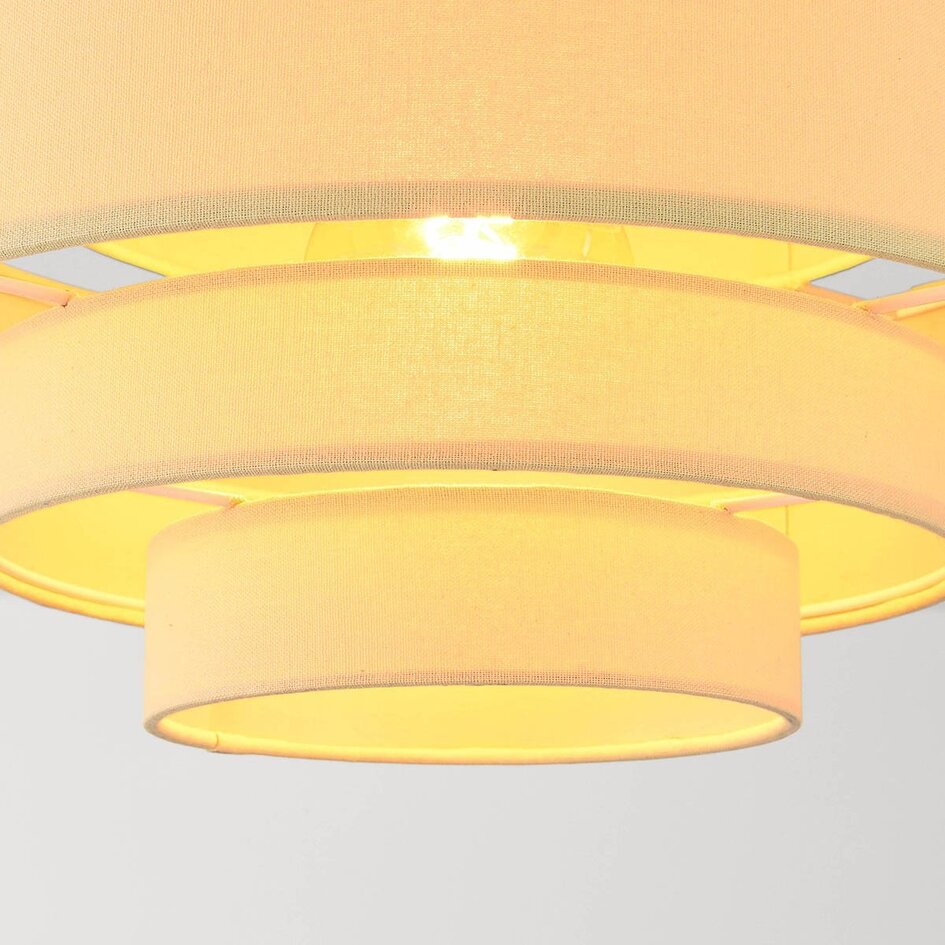 Plafonnier Mavro jaune pâle avec abat-jour en tissu superposé