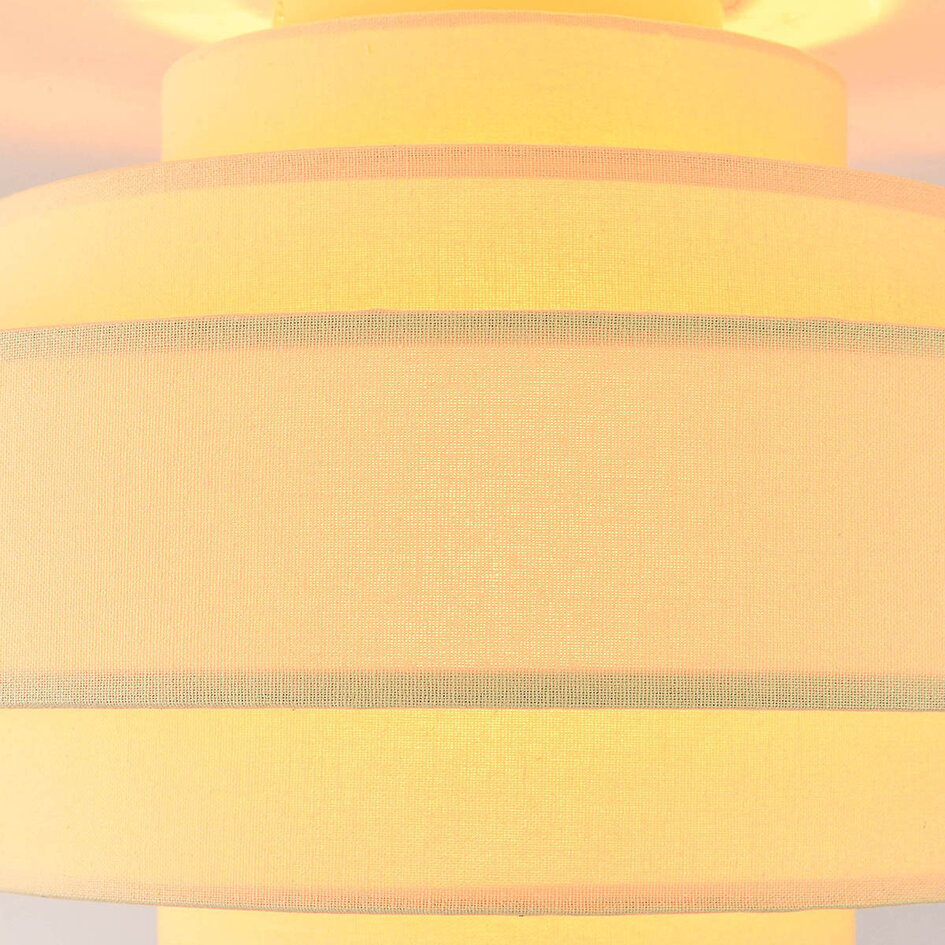 Plafonnier Mavro jaune pâle avec abat-jour en tissu superposé