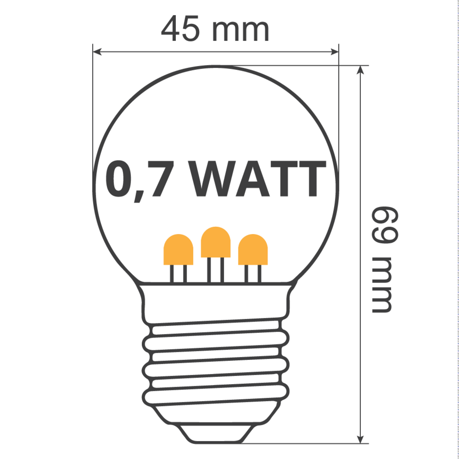 Kit guirlande guinguette, ampoules 0,7W à LED sur tiges courtes
