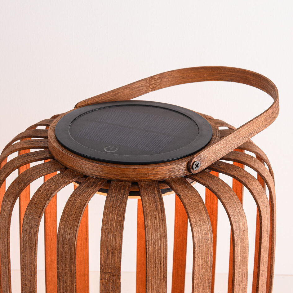 Solar lantaarn Solari met bamboe look - oplaadbaar en dimbaar
