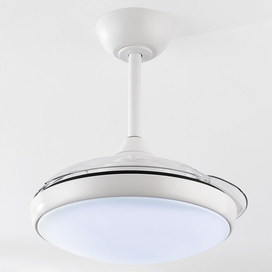 Ventilateur de plafond blanc avec LED et télécommande - Haizea