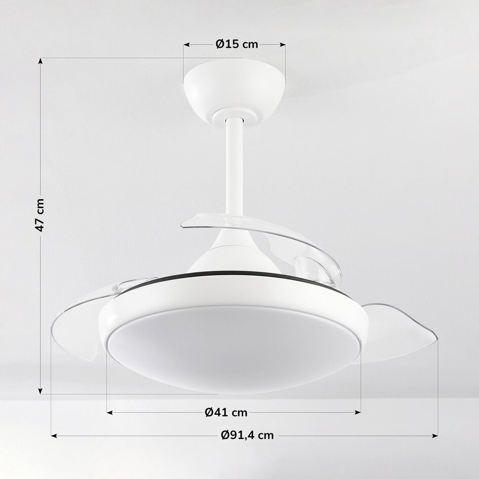 Ventilateur de plafond blanc avec LED et télécommande - Haizea