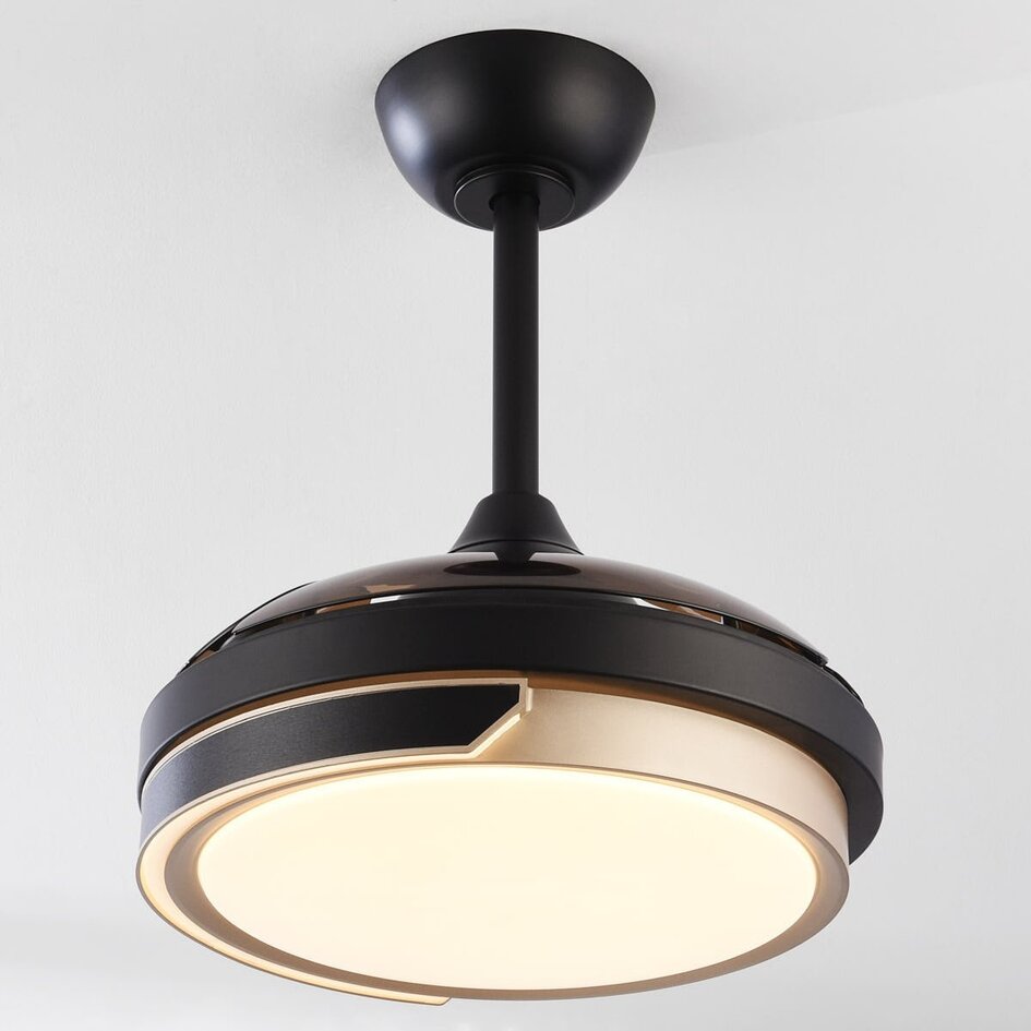 Ventilateur de plafond noir et marron LED incl. et télécommande - Vento