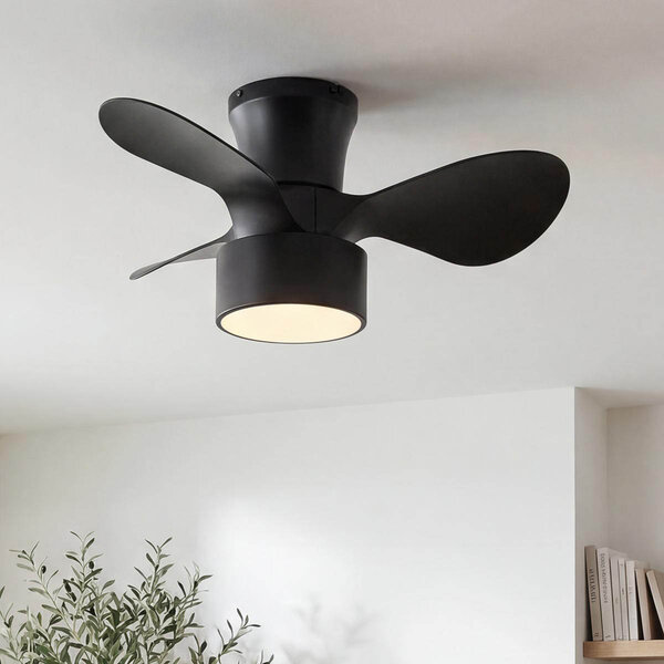 Ventilateur de plafond compact noir avec LED et télécommande - Vejas