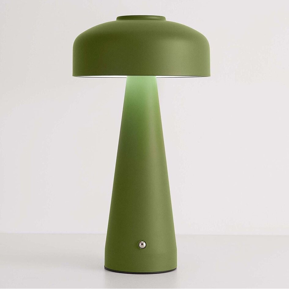 Oplaadbare mushroom lamp Soma in groen met touch dimmer en instelbaar licht