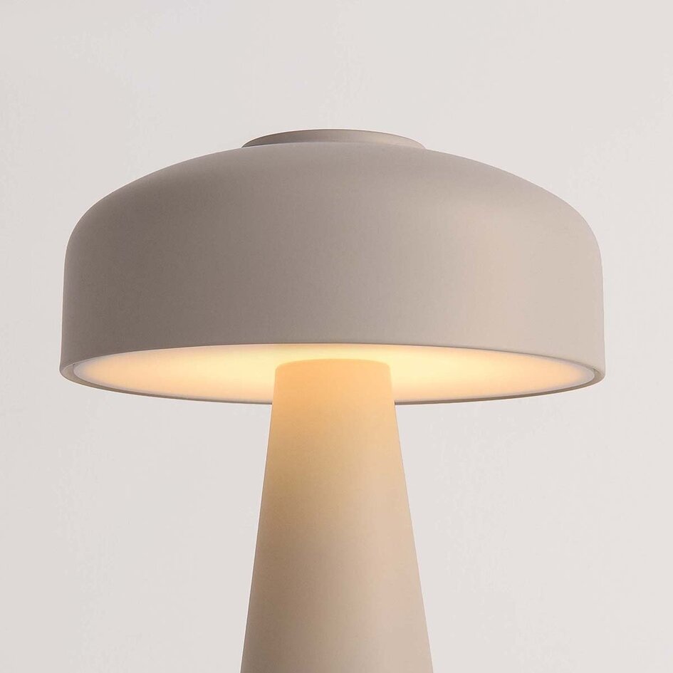 Oplaadbare mushroom lamp Soma in taupe met touch dimmer en instelbaar licht