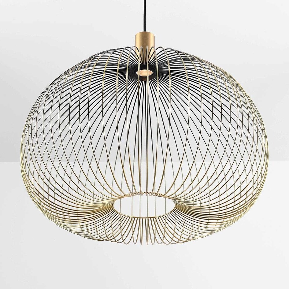 Moderne hanglamp Noblin zwart met goud metaal Ø60 cm