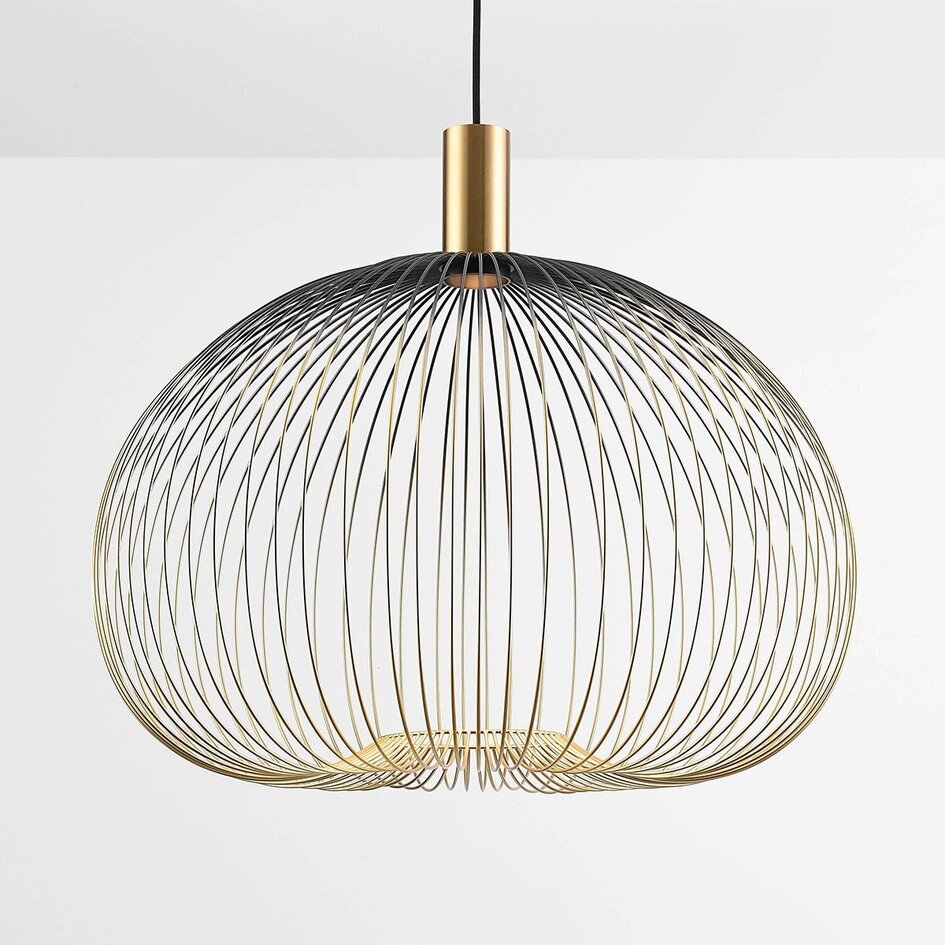 Moderne hanglamp Noblin zwart met goud metaal Ø60 cm