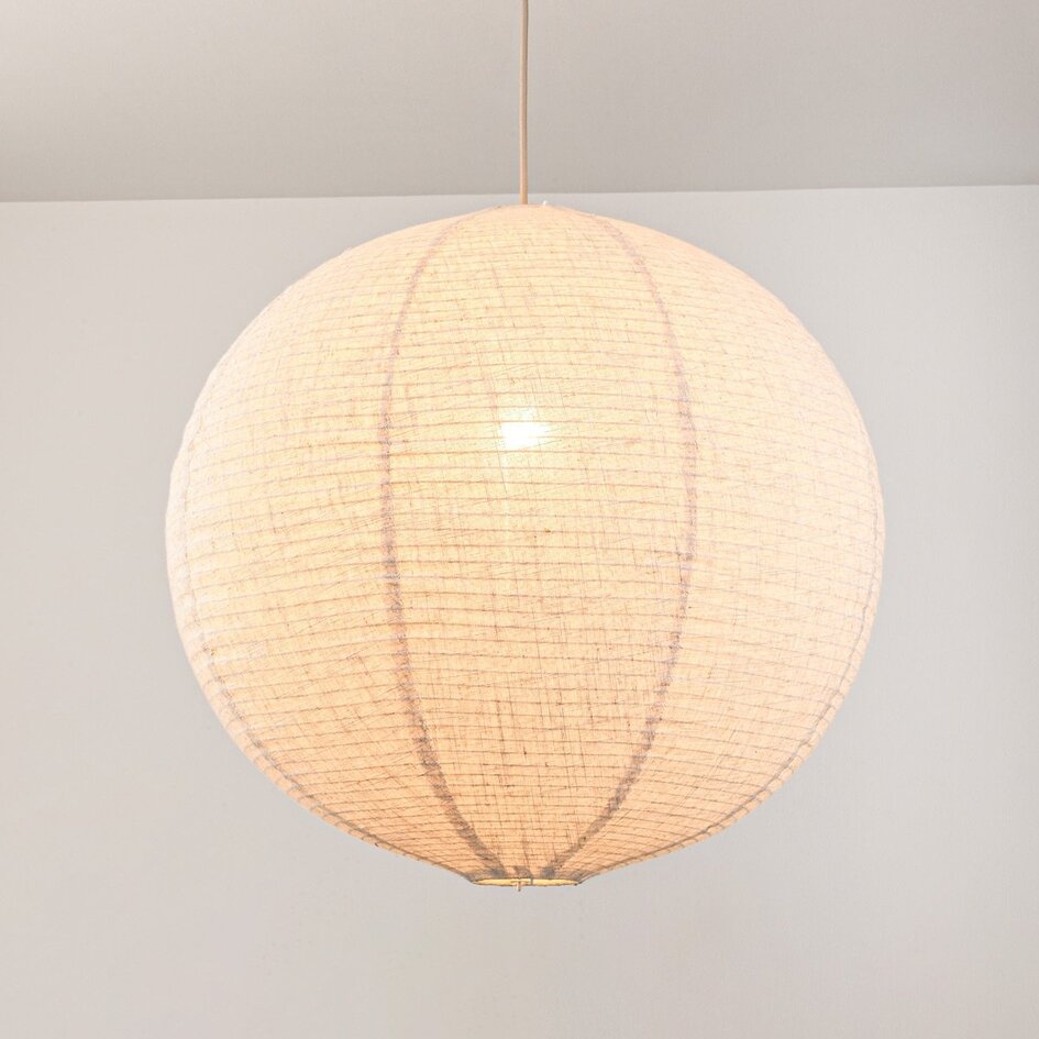 Hanglamp Amare beige met ronde linnen kap Ø60 cm