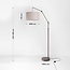 Lampadaire Narae taupe avec bras réglable et abat-jour en lin