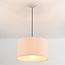 Hanglamp Aureo beige met linnen kap en travertin effect