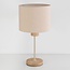 Tafellamp Aurea beige met linnen kap en travertin effect