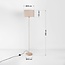 Vloerlamp Auras met beige linnen kap en travertin effect