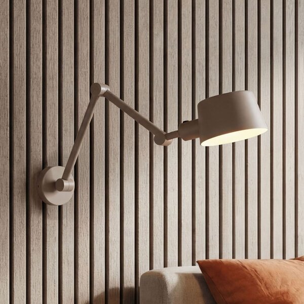 Wandlamp Mellow taupe met verstelbare arm en tweezijdig licht