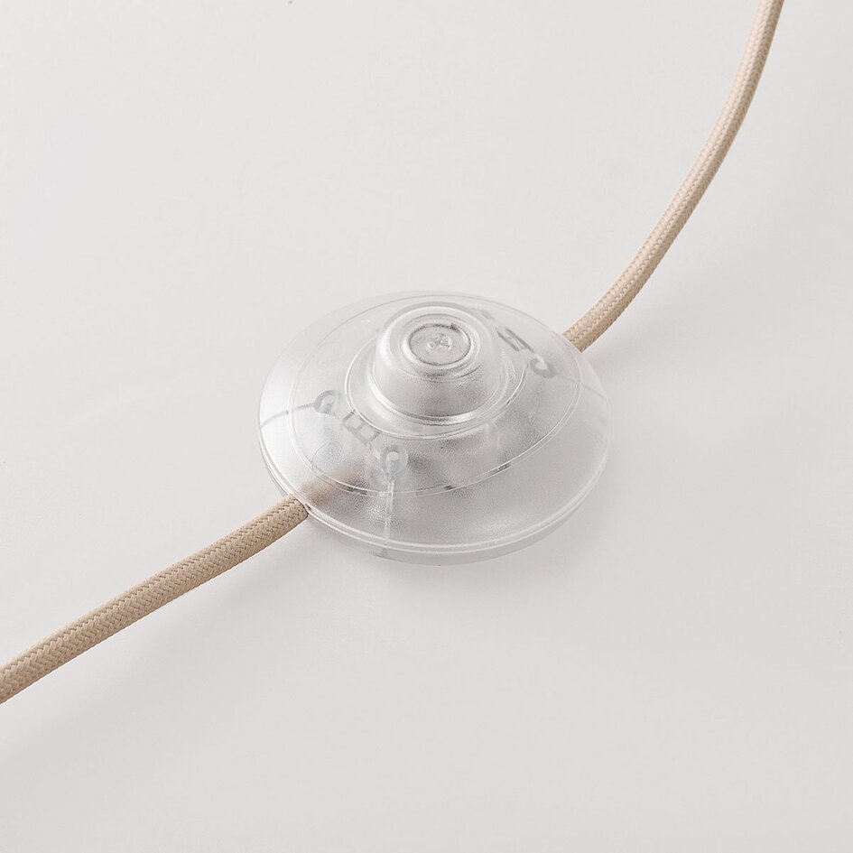 Lampadaire Hiros beige avec abat-jour en lin