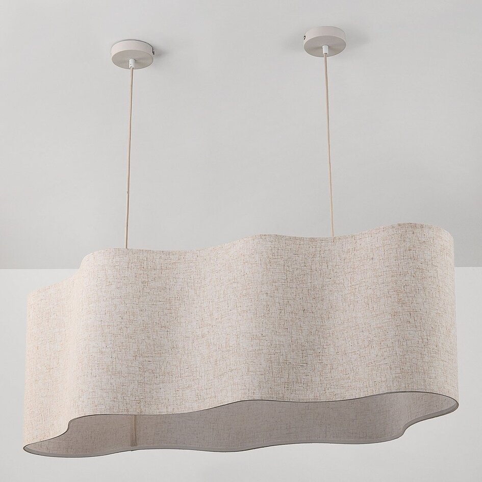 Hanglamp Hirom beige met linnen kap 2-lichts