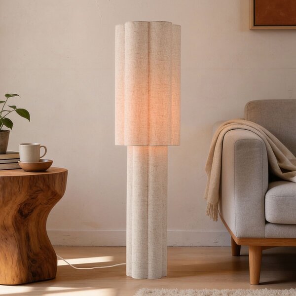 Japandi vloerlamp Hika linnen