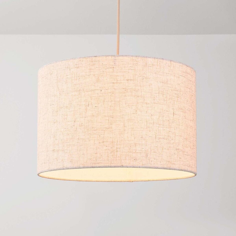 Moderne hanglamp Avano beige met linnen kap
