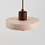 Japandi hanglamp Salvi 2-lichts van travertin (natuursteen) en hout