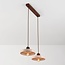 Japandi hanglamp Salvi 2-lichts van travertin (natuursteen) en hout