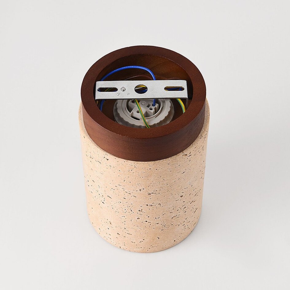 Plafondlamp Amara travertin (natuursteen) en hout