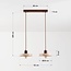 Japandi hanglamp Salvi 2-lichts van travertin (natuursteen) en hout
