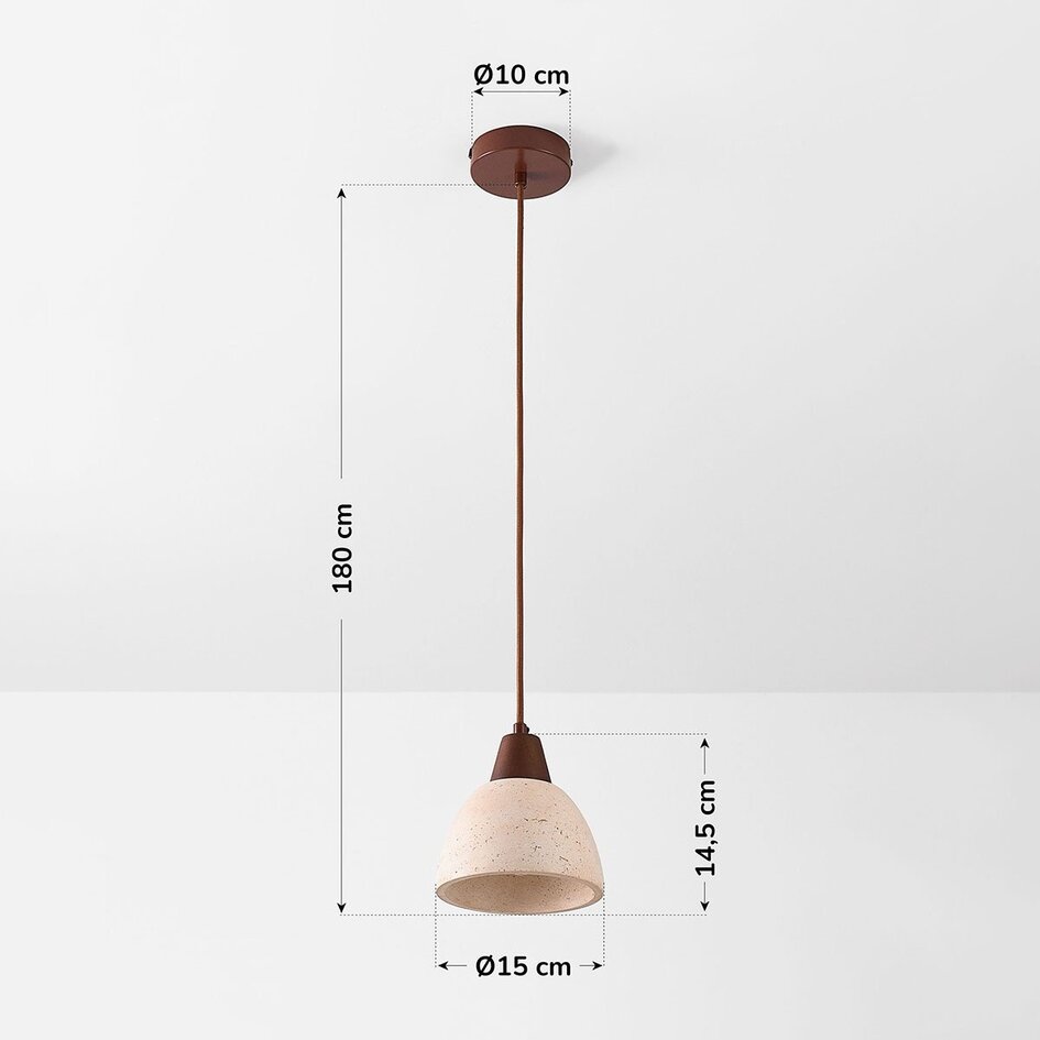 Japandi hanglamp Marena van travertin (natuursteen) en hout