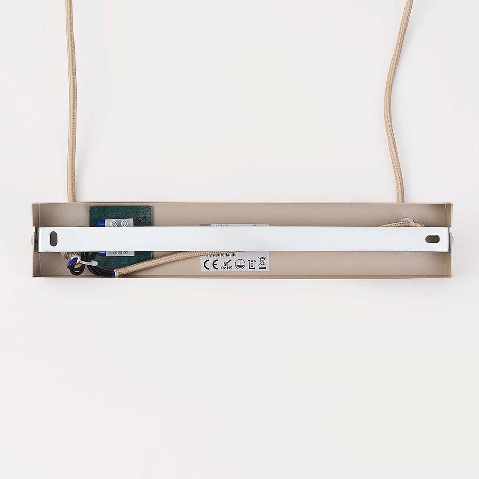 Minimalistische hanglamp Lureva beige met linnen kap, 2-lichts