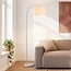 Lampadaire arc Lerava avec abat-jour en lin - beige