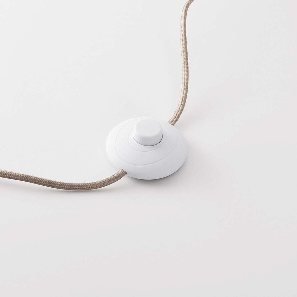 Beige vloerlamp Cely met geplooide linnen kap