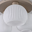 3-lichts plafondlamp Elowen beige met geribbeld melkwit glas
