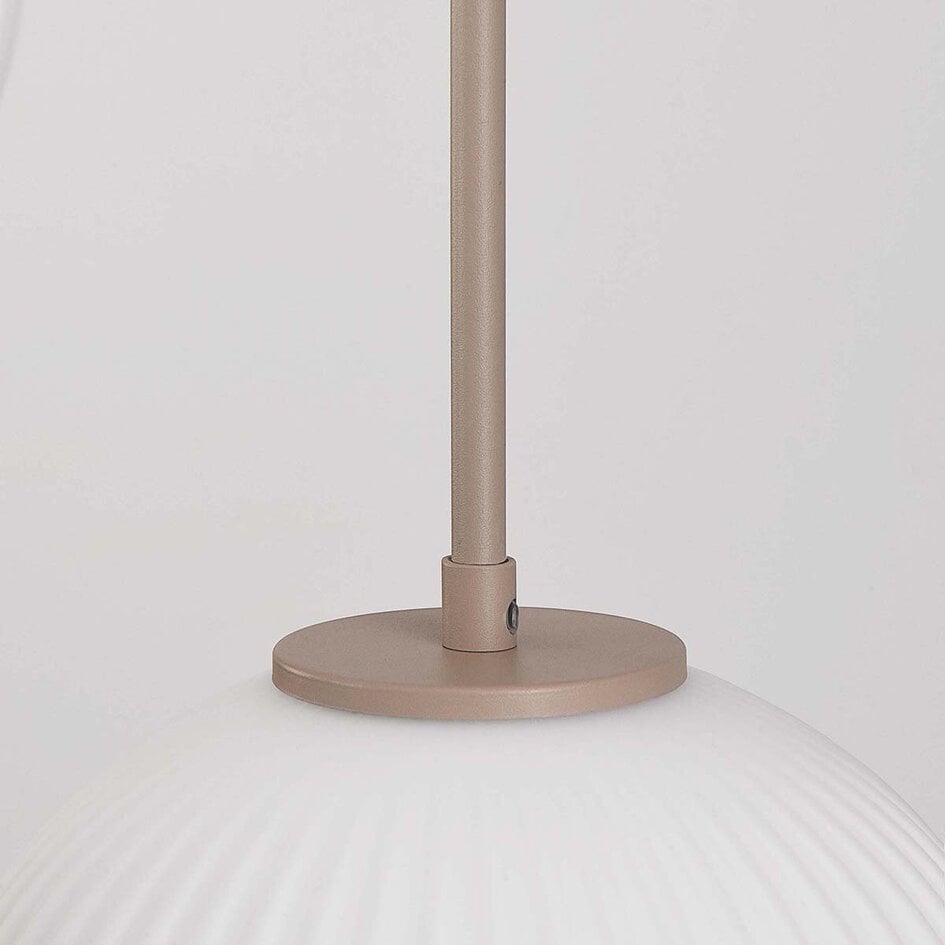 Suspension Odalyn à 6 lumières - beige et verre laiteux strié