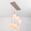Suspension Odalyn à 6 lumières - beige et verre laiteux strié