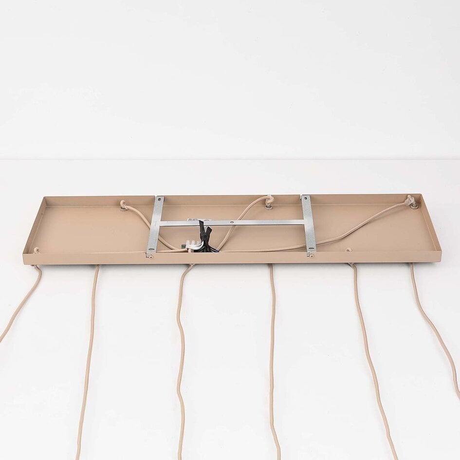 Suspension Odalyn à 6 lumières - beige et verre laiteux strié