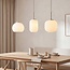 Hanglamp Meliora beige met 3 geribbelde glazen kappen