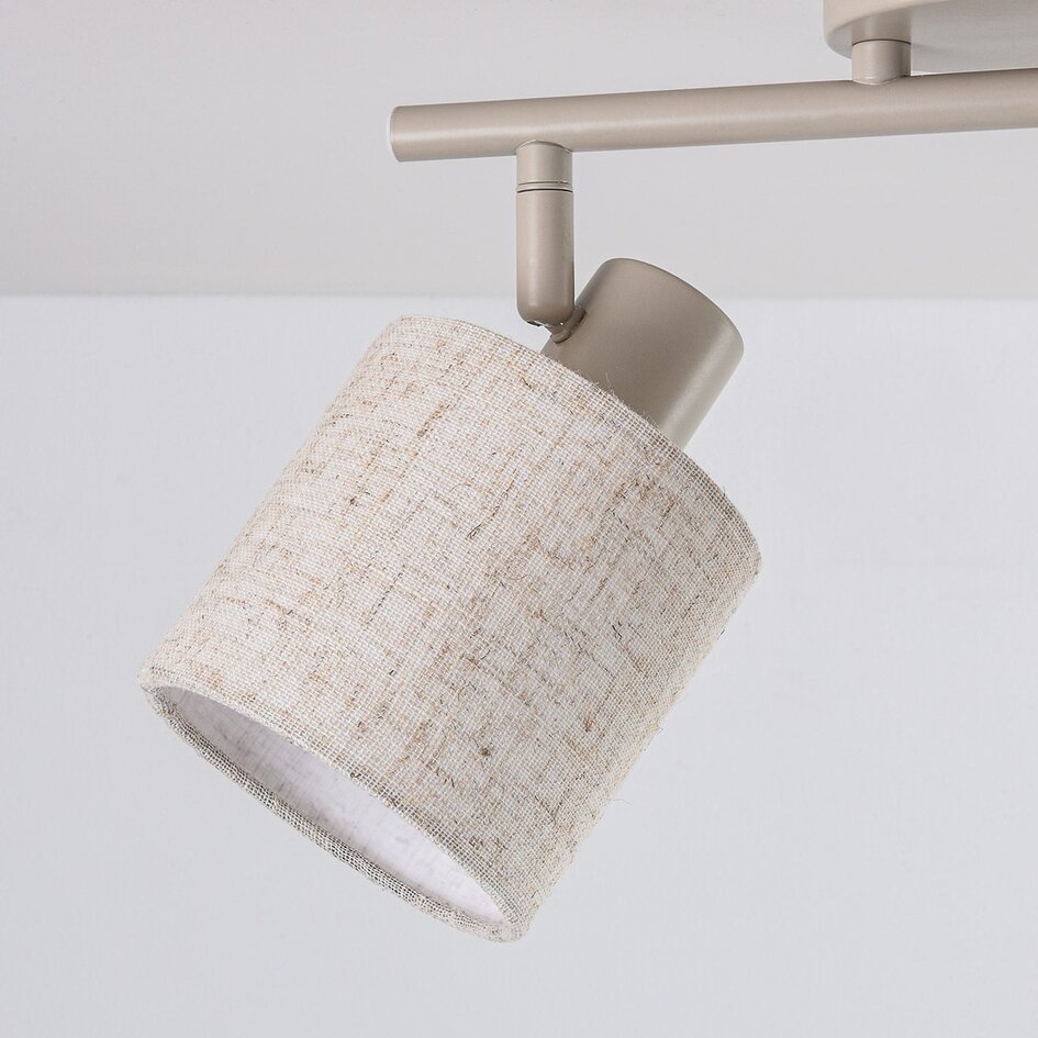 Plafondlamp Avan in beige met 2 verstelbare linnen kappen