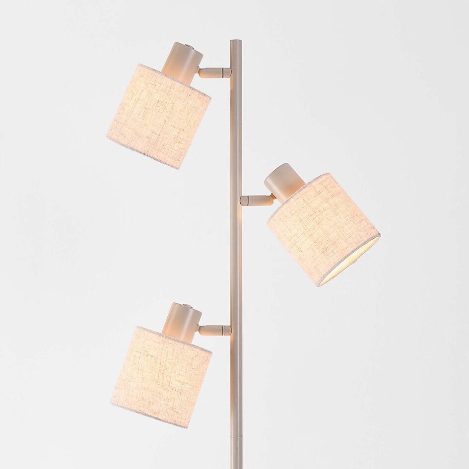 Lampadaire beige Avane à 3 lumières avec abat-jours en lin réglables