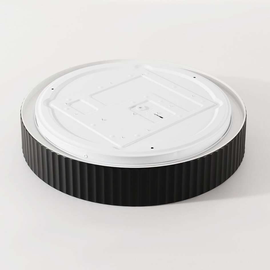 Moderne plafondlamp Palomo zwart met geribbelde rand en 3-staps dimbare LEDs