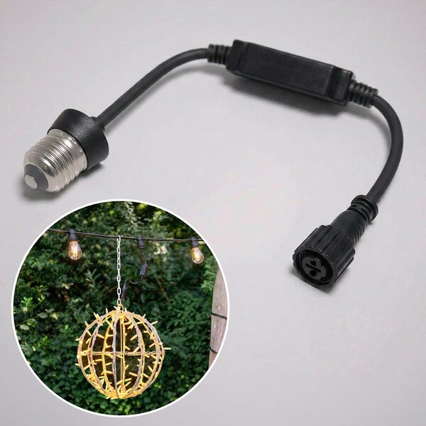 E27 koppeladapter zwart – om kerstverlichting aan een prikkabel te koppelen