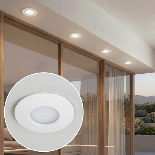 Spot encastré rond moderne blanc IP44 - Rex