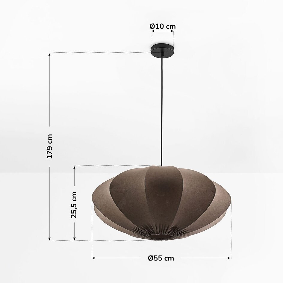 Hanglamp Elyora van stof - bruin