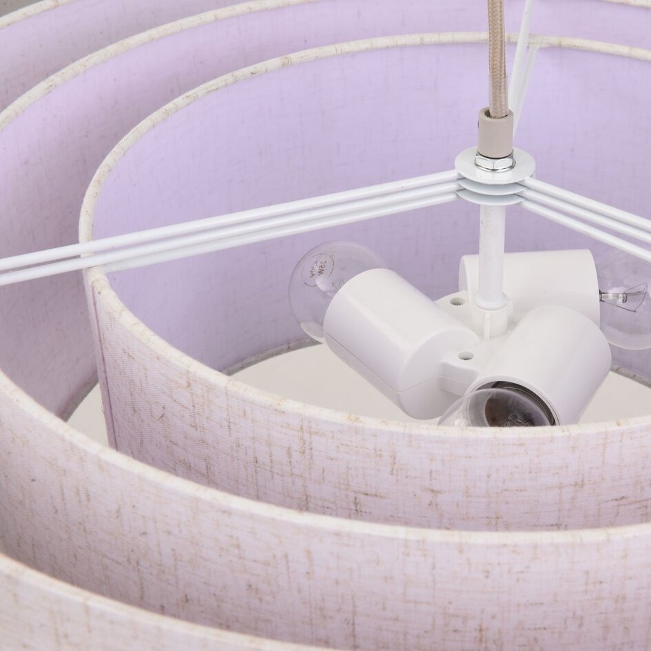 Design suspension Nerai beige avec trois abat-jours en lin superposés