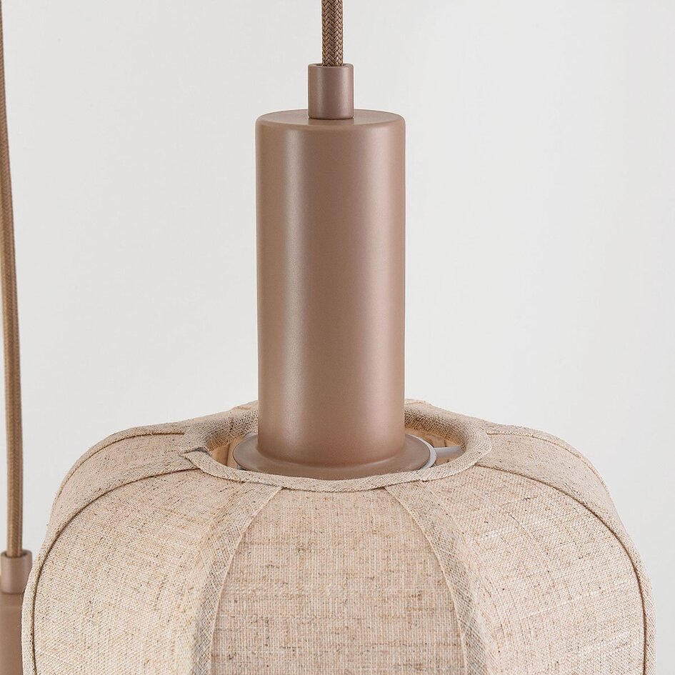 Suspension Fynra 3 lumières en lin taupe